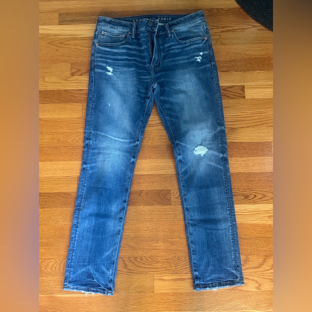 American Eagle Outfitters Men's Dark Blue Slim Jeans